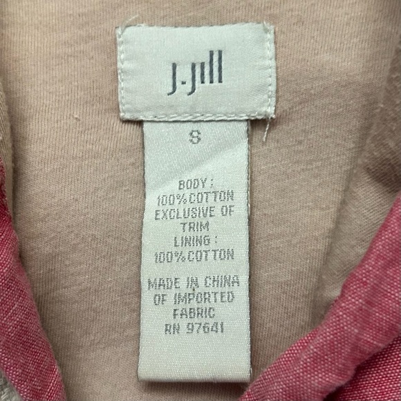 J. Jill Pink Hooded 100% Cotton Chambray Jacket, Size Small - Picture 15 of 15